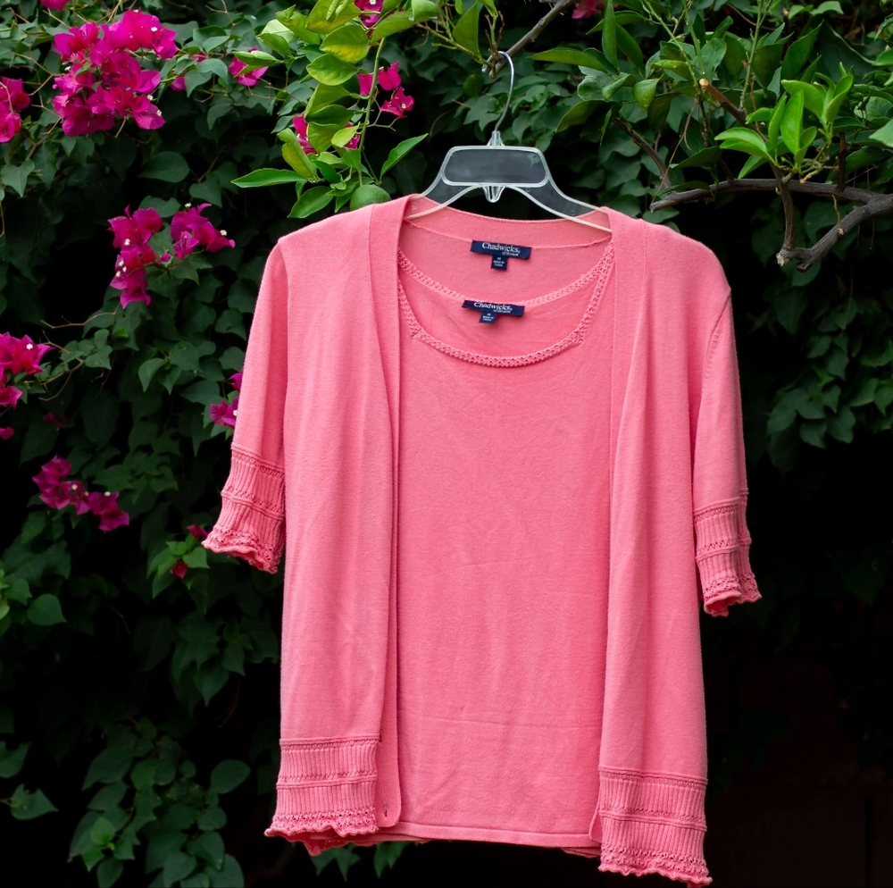 Chadwicks Of Boston Coral Cardigan Twinset